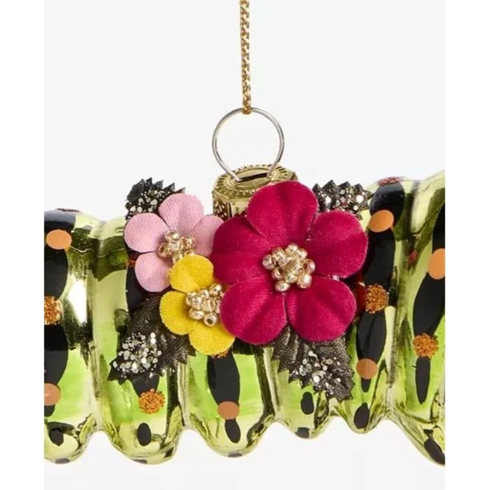 Macy’s Holiday Lane Enchanted Forest Glass Caterpillar Christmas Ornament